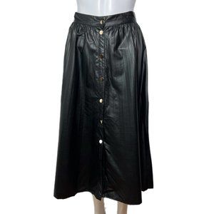PRE-OWNED - Zara Black Faux Leather Midi Skirt Size Small